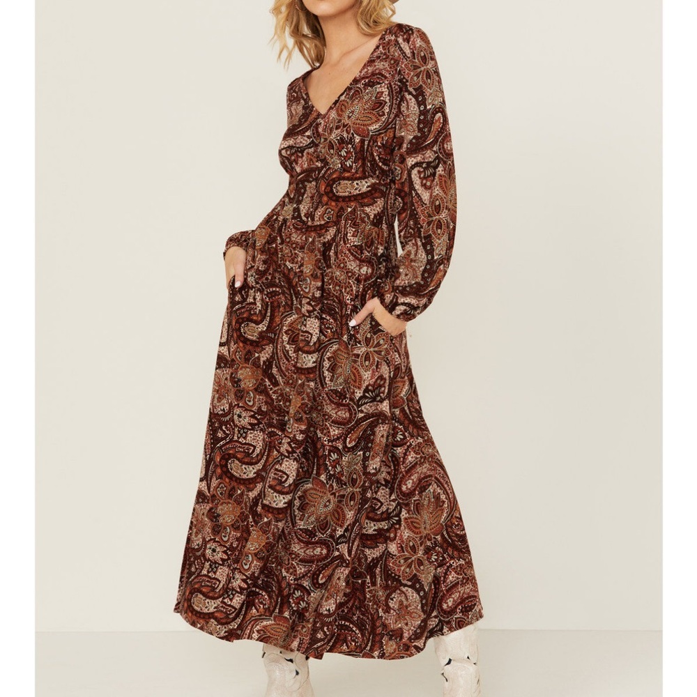 Wranglers Retro Paisley Long Sleeve Maxi Dress